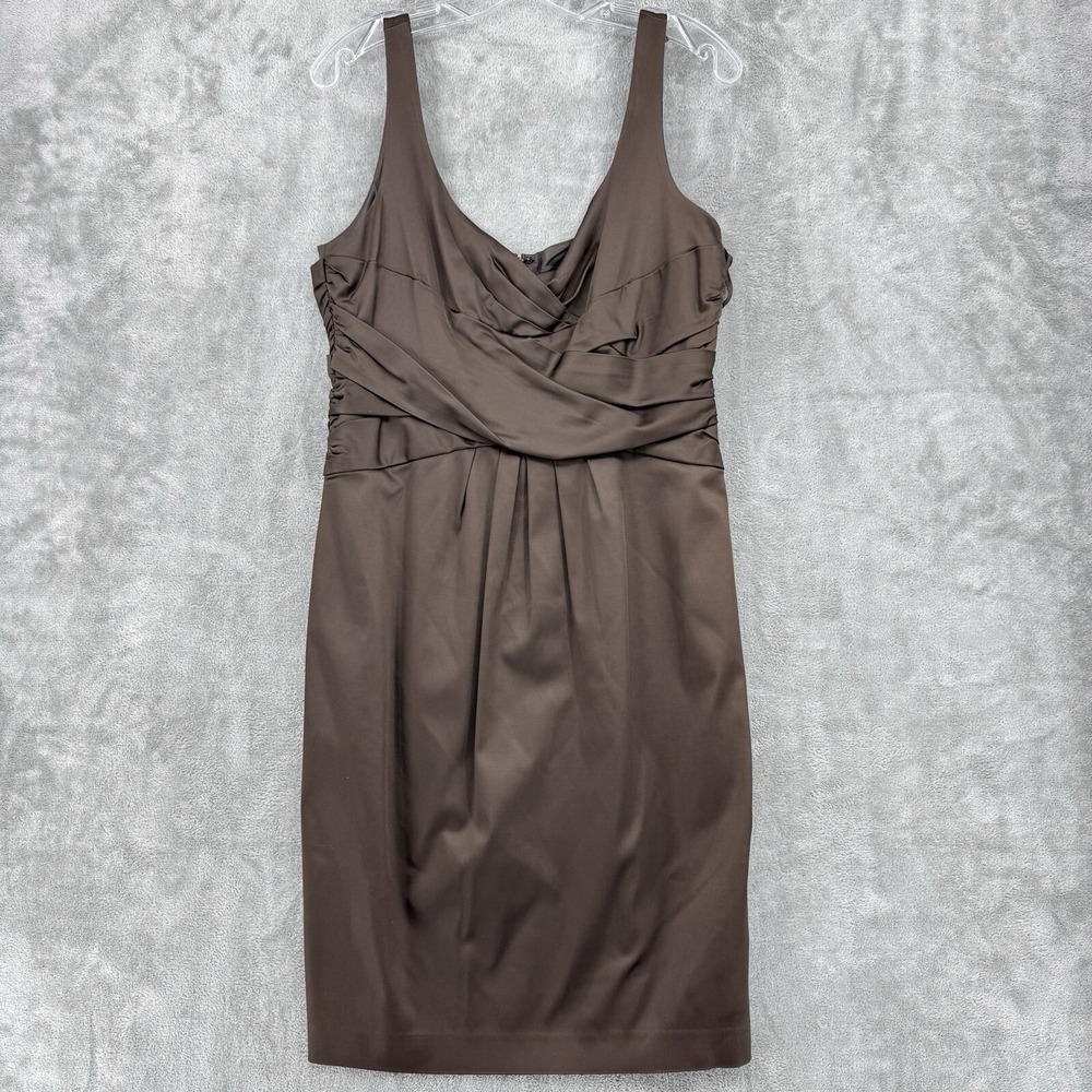 Jones New York Dress Womens 14 Ruched Satin Fitted‎ Midi Party Cocktail Wedding